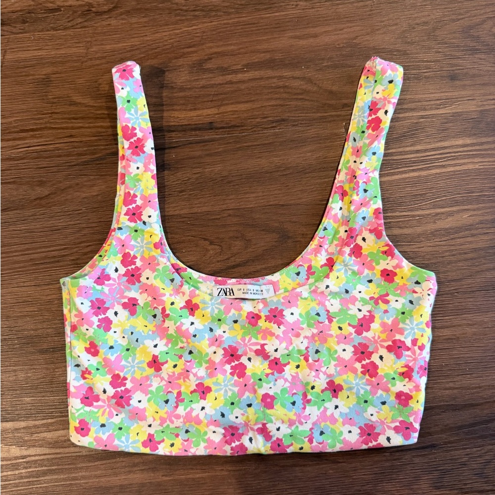ZARA Floral Crop Tank - Multicolor